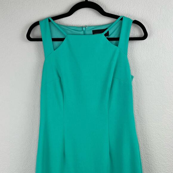 Donna Morgan Teal Green Crepe Strappy Sleeveless Cut Out Sheath Midi Dress 8 NWT - Picture 5 of 13